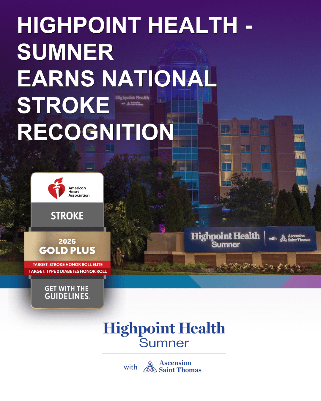 Highpoint Health - Sumner with Ascension Saint Thomas Recognized Nationally for Excellence in Stroke Care