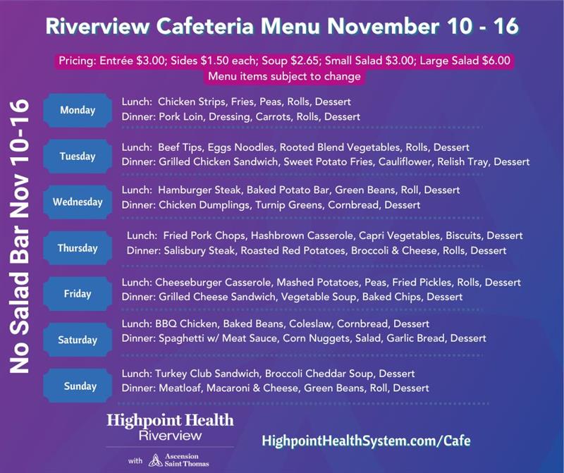 Riverview Cafe Nov. 10