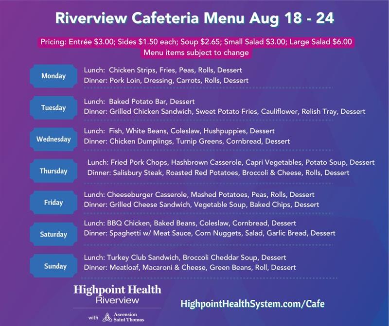 Riverview Cafe Menu Riverview Cafe Menu